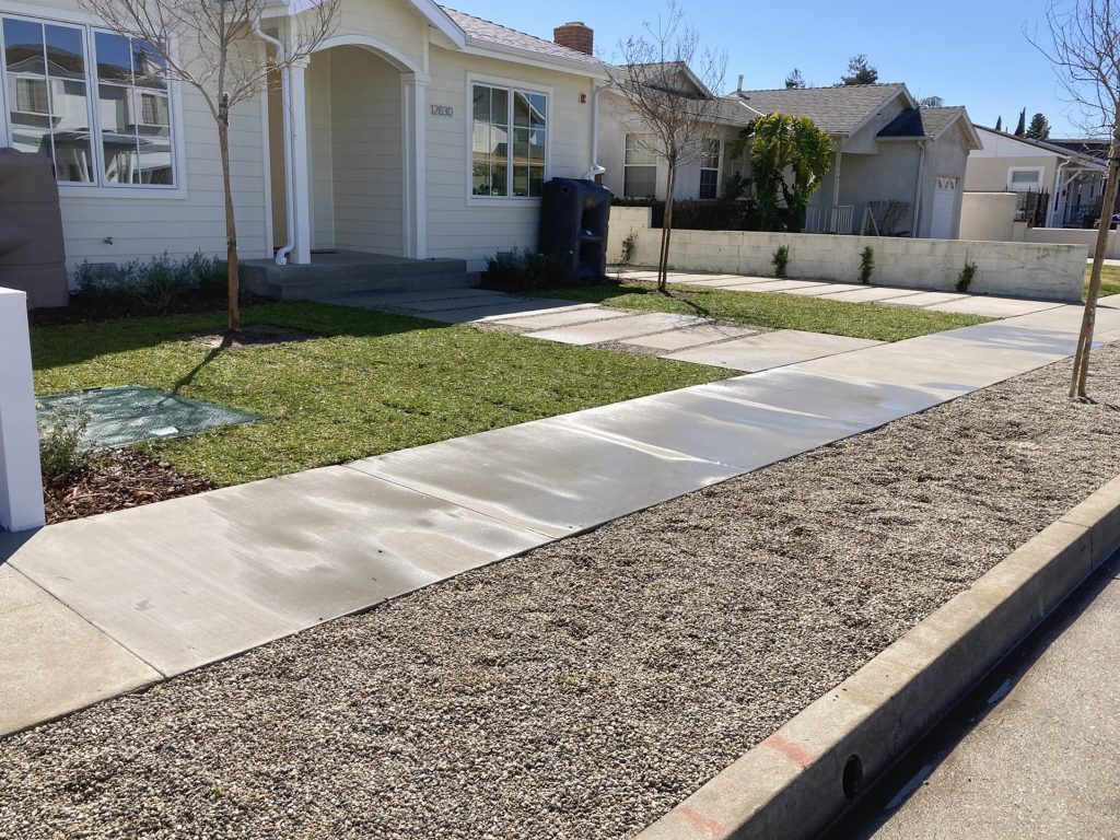 Concrete walkway installation with proper grading Palos Verdes